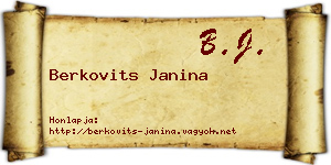 Berkovits Janina névjegykártya